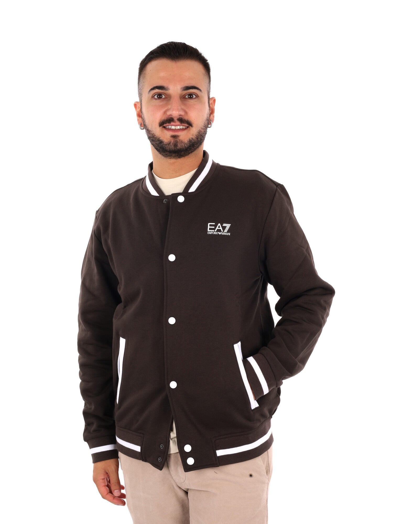 Felpa uomo EA7 Emporio Armani Train Core marrone